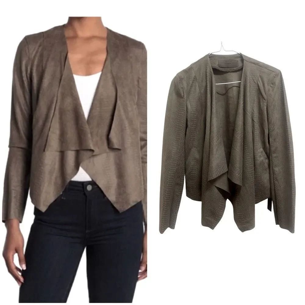 Blank NYC Open Green Snakeskin Waterfall Jacket XS NWT
